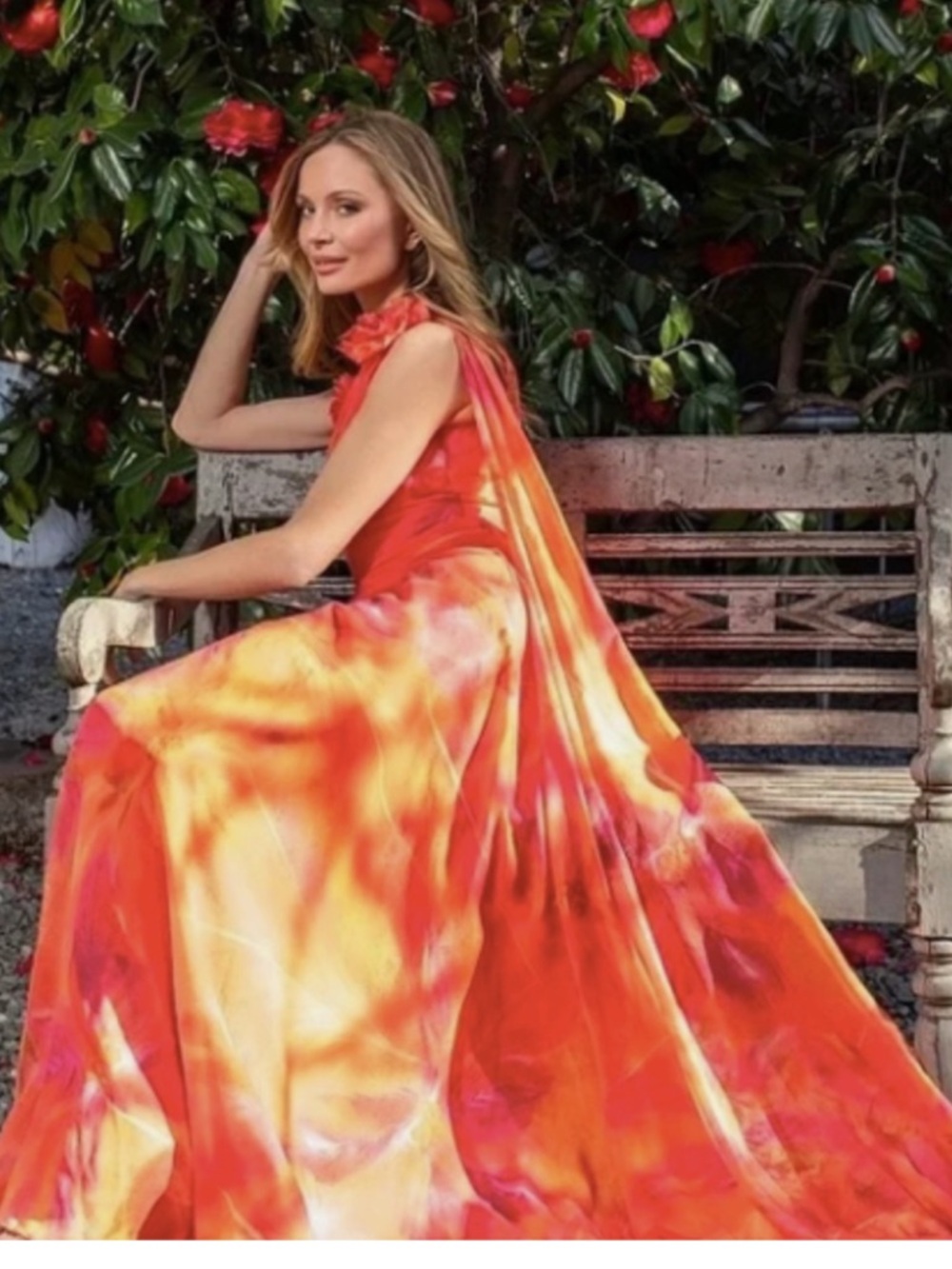 Muse By Marchesa Sz 6 One Shoulder Tangerine Floral Evening Gown Dress NWT $439 - Picture 16 of 16
